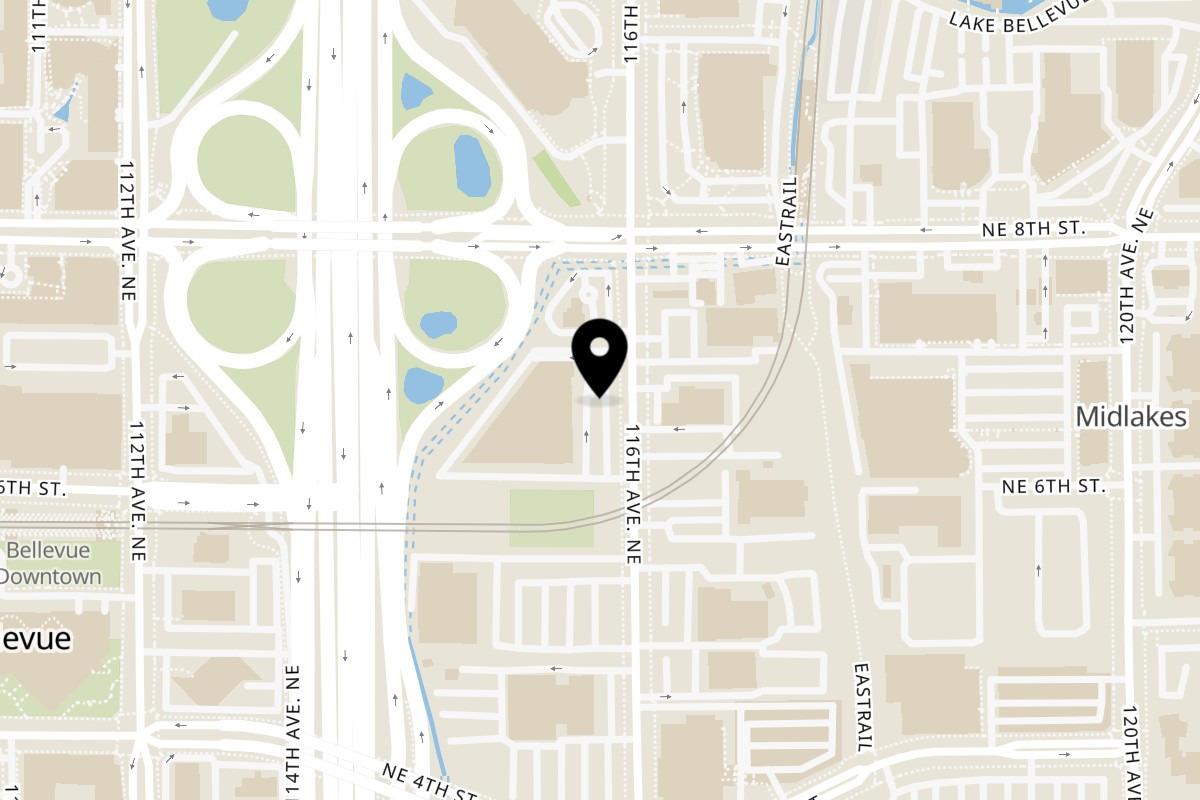 Map showing the location of Pasifika NW Grill & Bar Bellevue on 625 116th Ave NE in Bellevue